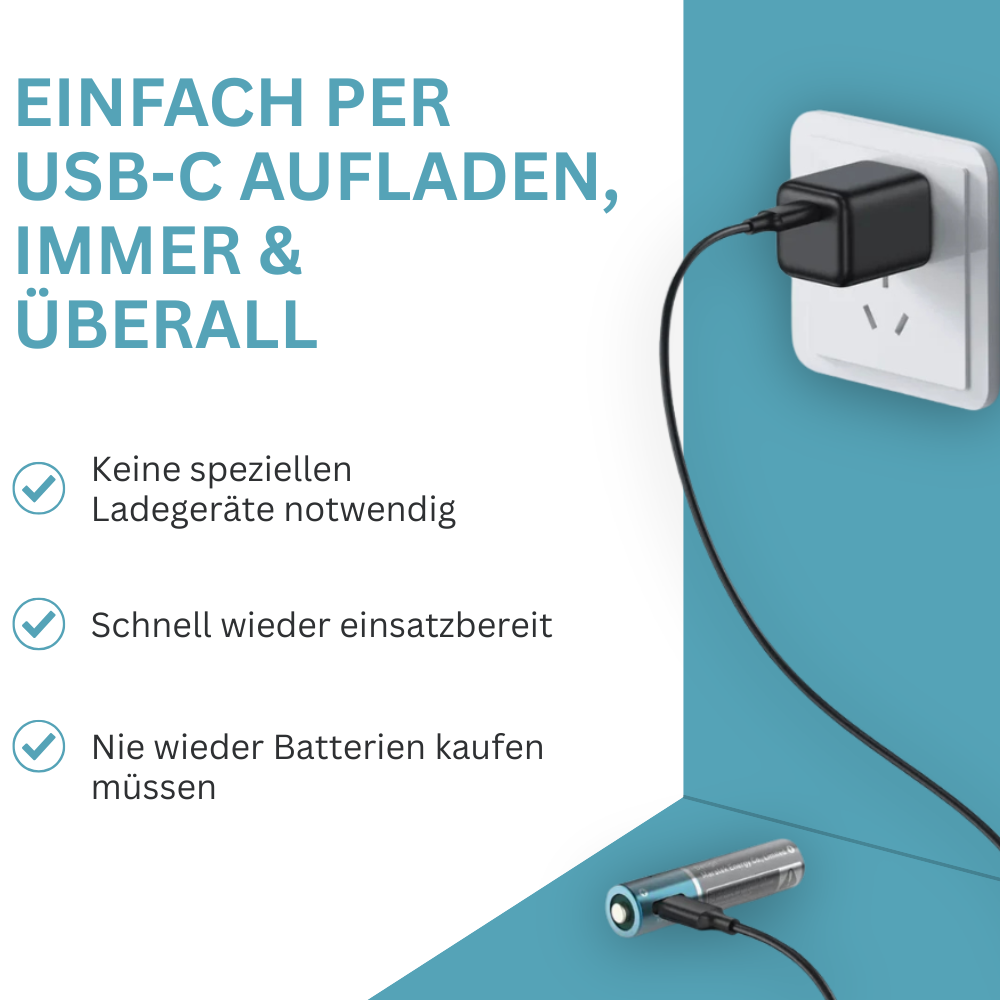 Marstek wiederaufladbarer Li-Ion-Akku mit USB-C-Anschluss