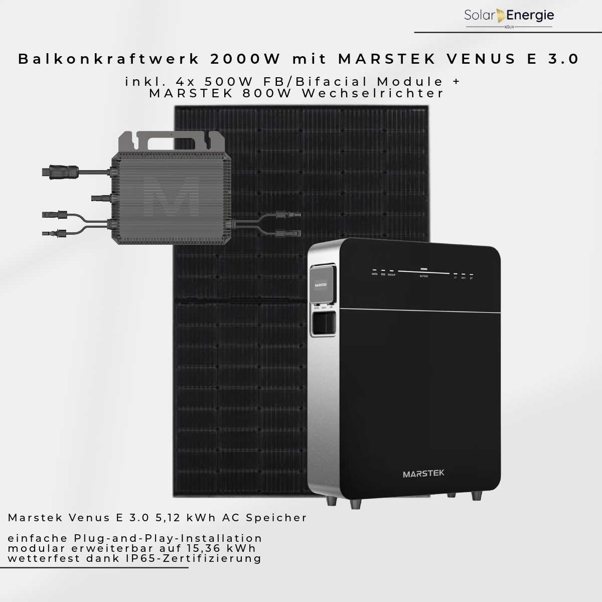 2000W Balkonkraftwerk Set | Marstek Venus E 3.0 & 4x 500W Module