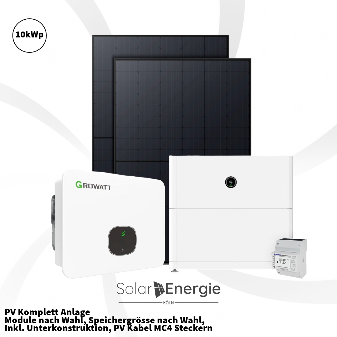 PV Komplett Anlage 10kWp -22 x FB Premium Module nach Wahl + GROWATT MOD 10 + Speichergrösse nach Wahl inkl. Unterkonstruktion auch mit K2 Systems