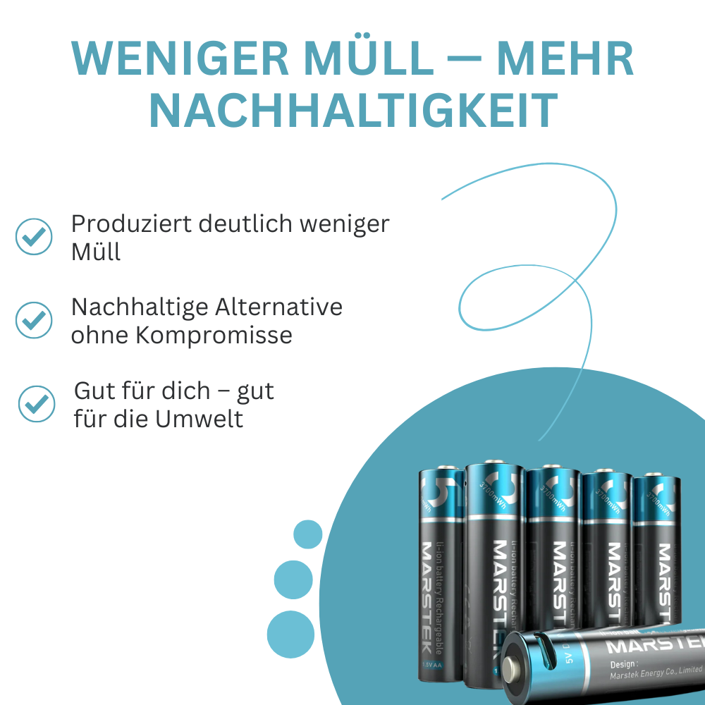 Marstek wiederaufladbarer Li-Ion-Akku mit USB-C-Anschluss