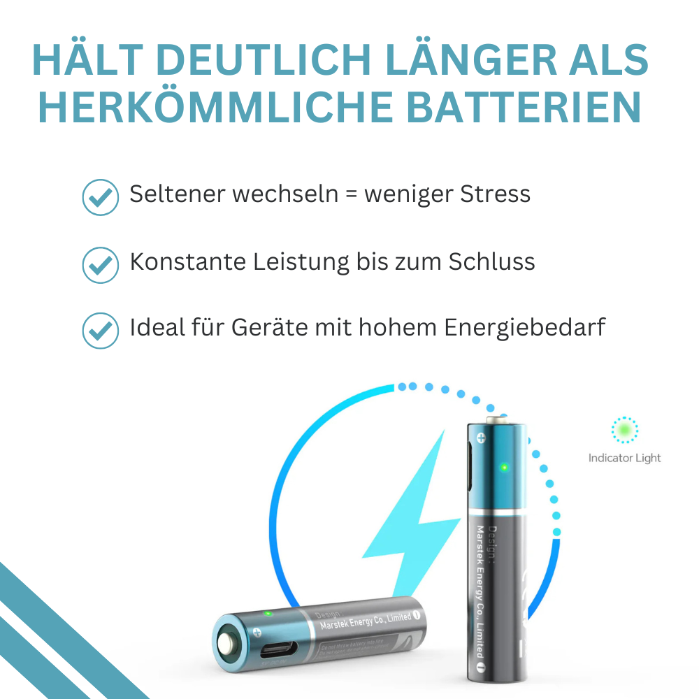 Marstek wiederaufladbarer Li-Ion-Akku mit USB-C-Anschluss