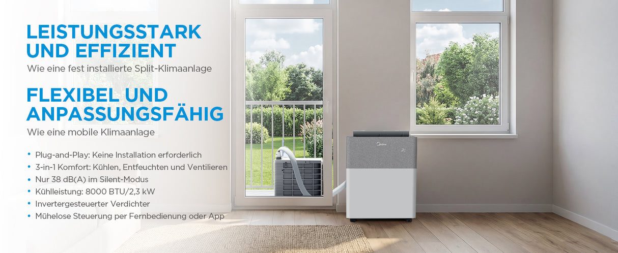 Midea PortaSplit Cool – Mobile Split-Klimaanlage 8000 BTU A++ ohne Installation