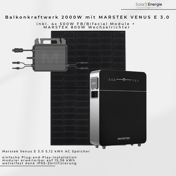 2000W Balkonkraftwerk Set | Marstek Venus E 3.0 & 4x 500W Module