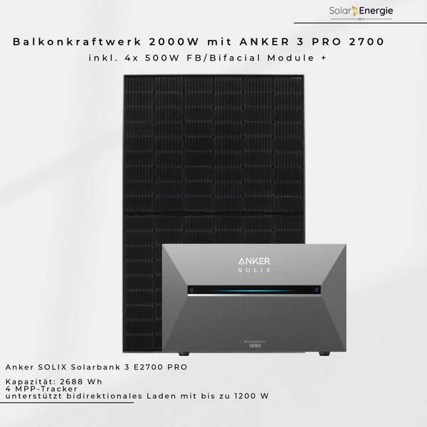 2000W Balkonkraftwerk | 500W FB Module & Anker Solarbank 3 Pro
