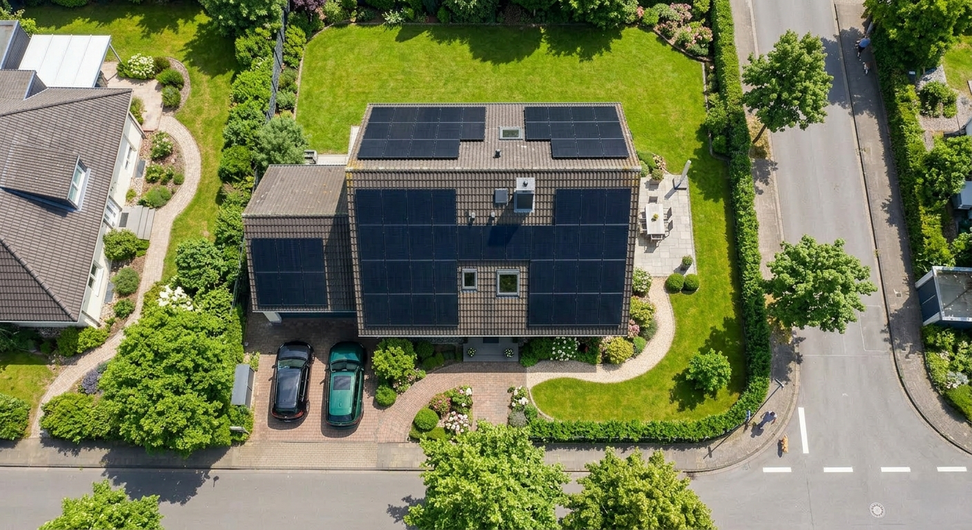 Fachgerechte Montage einer Solaranlage mit Speicher in Düsseldorf.